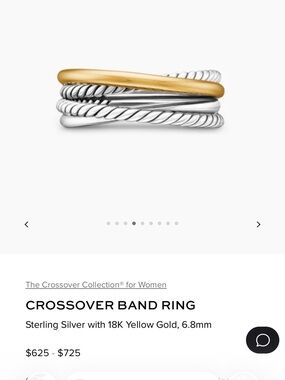 David Yurman Mixed Metal Crossover Stack Ring - Silver & Yellow Gold